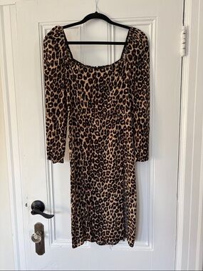 REFORMATION leopard print slit midi dress sweetheart low neck 4 XS small S